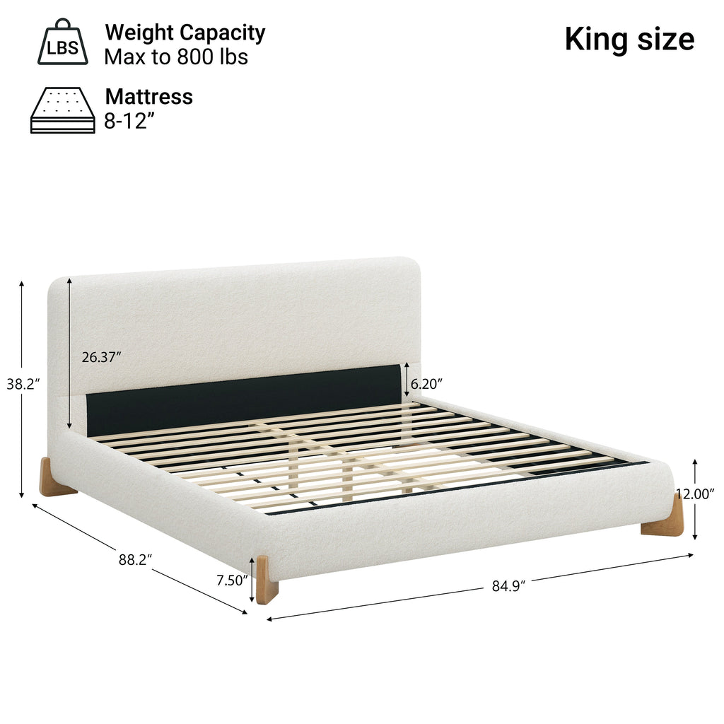 Elegant Boucle Upholstered Bed