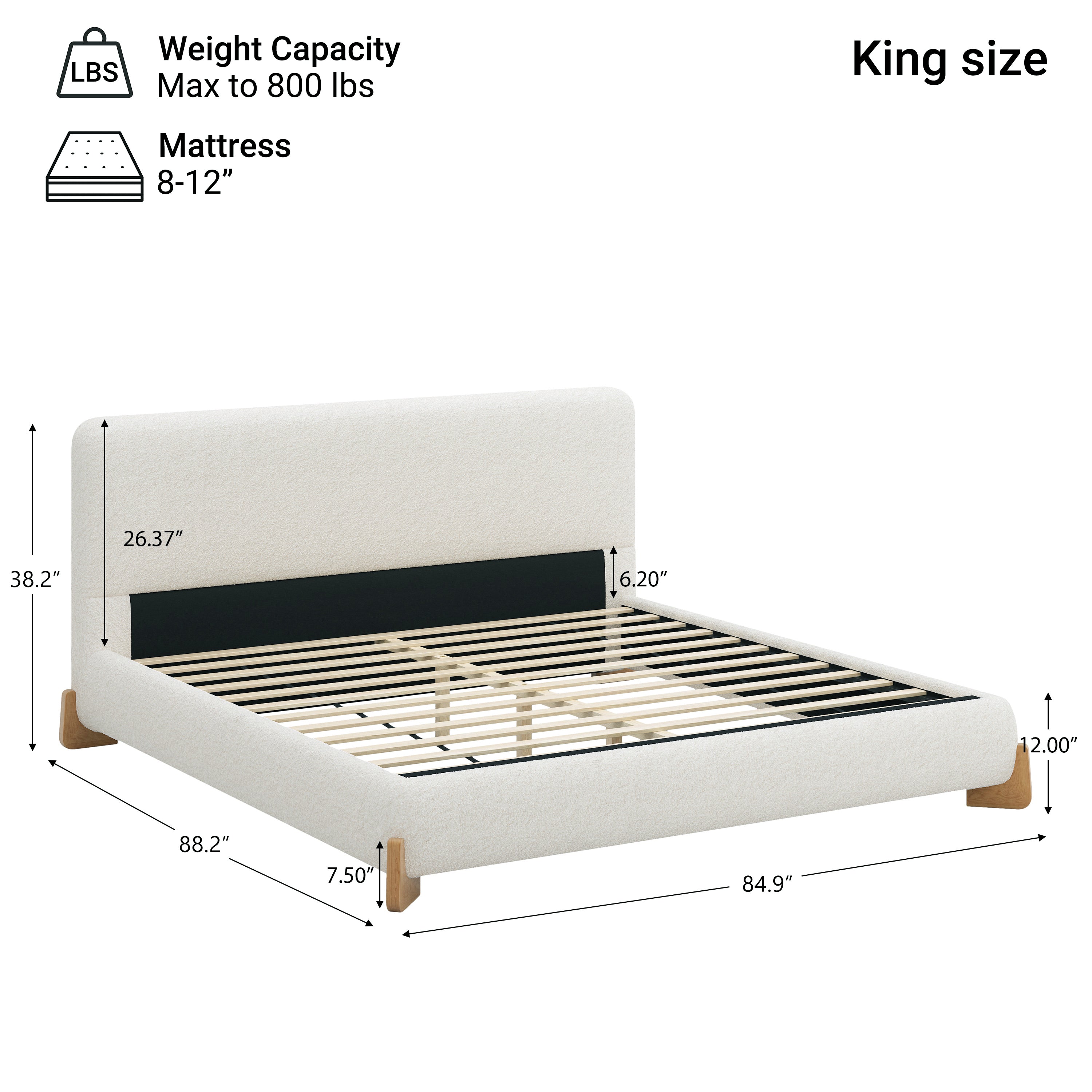 Elegant Boucle Upholstered Bed