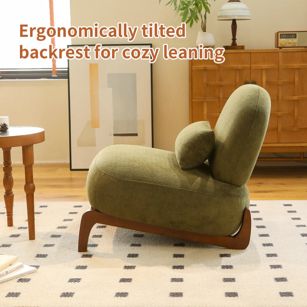 Velvet Accent Chair with Solid Wood Legs