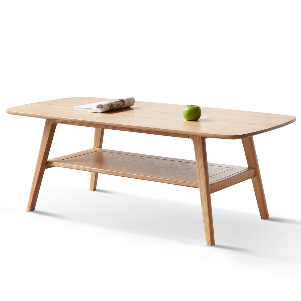 Natural Oak Coffee Table with Storage Shelf