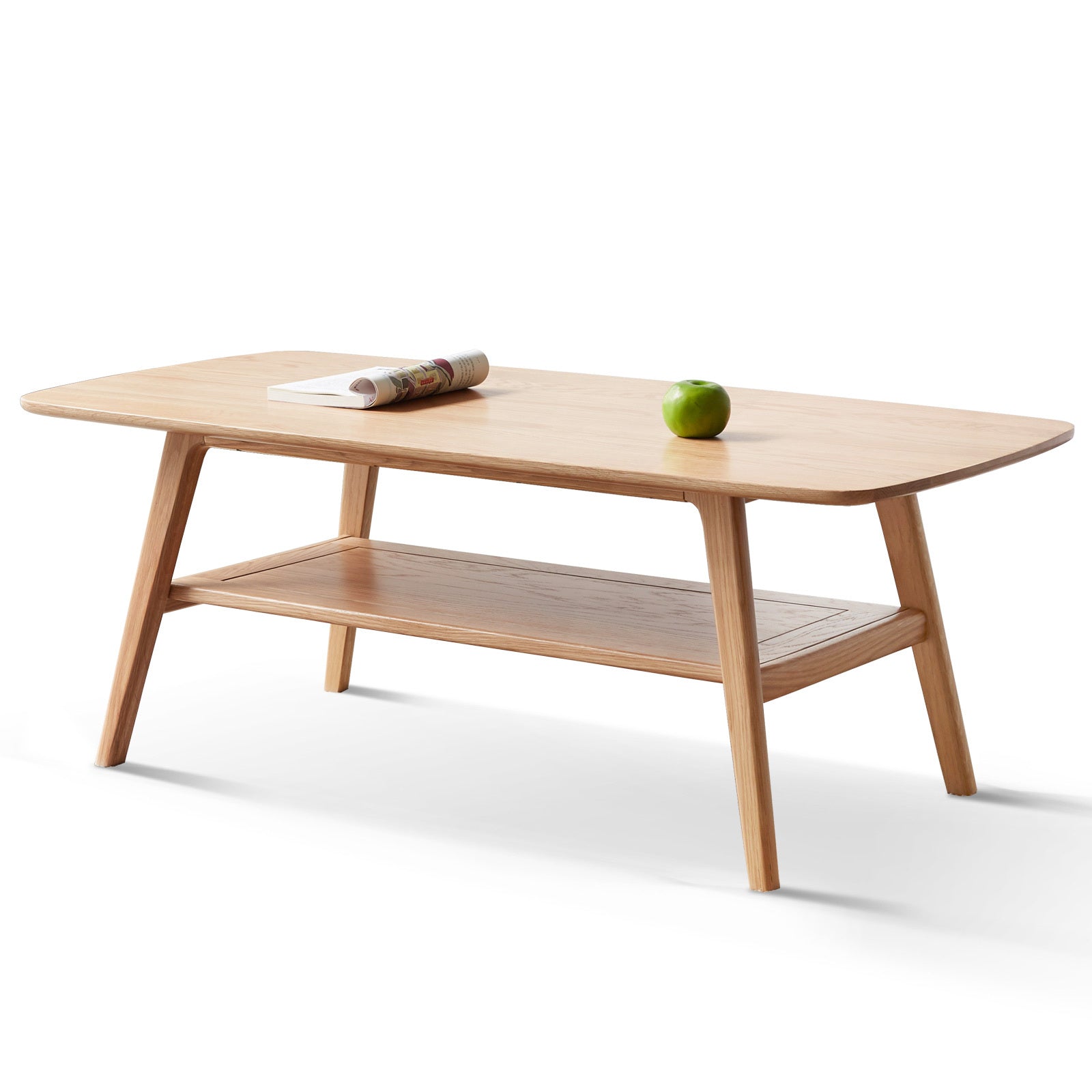 Natural Oak Coffee Table with Storage Shelf