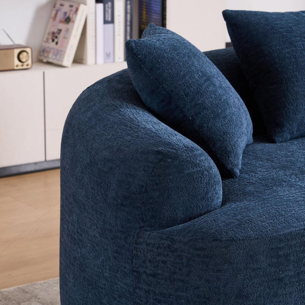 Loveseat Sofa with Wood Grain Chenille Fabric