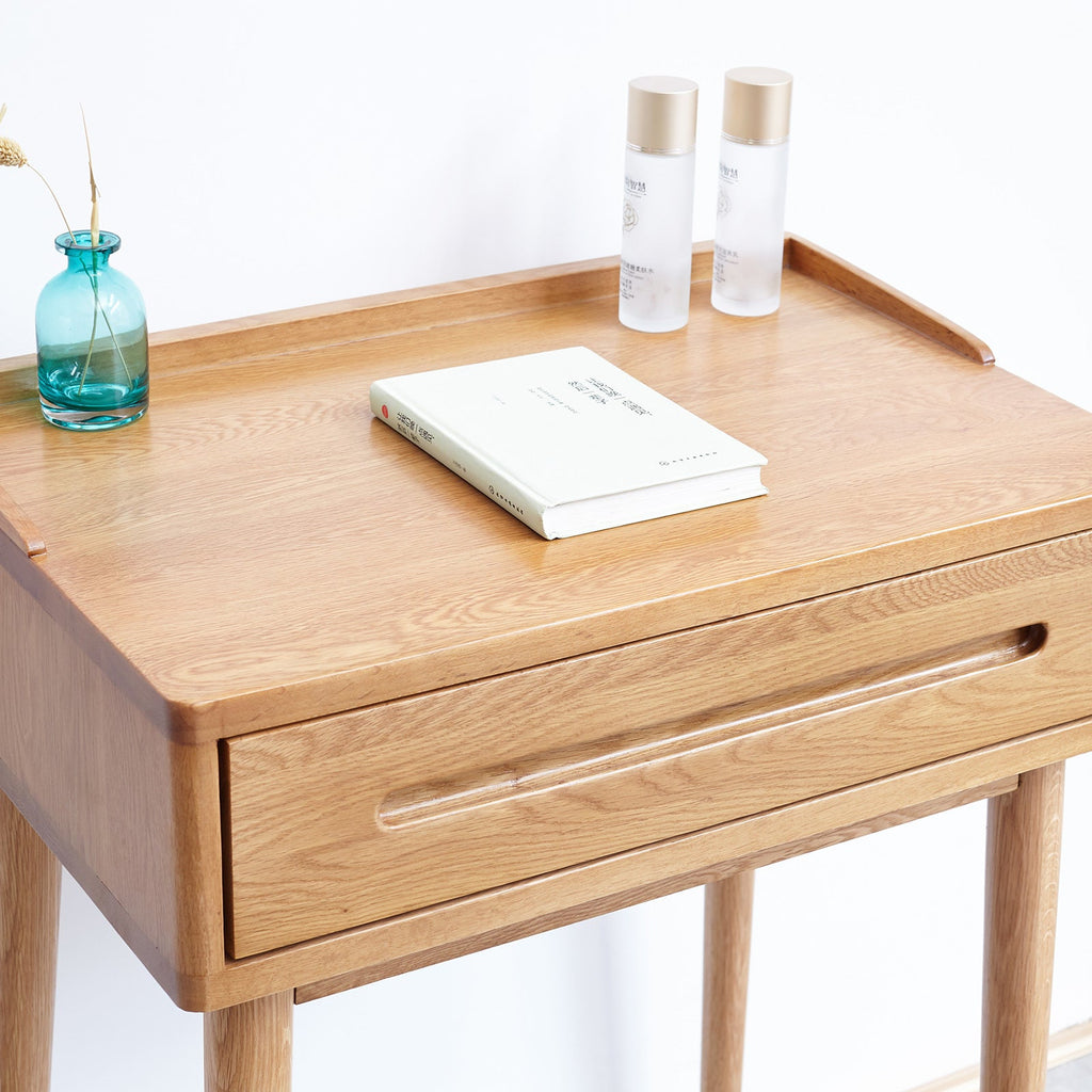 Solid Oak Desk Table with Storage Drawer