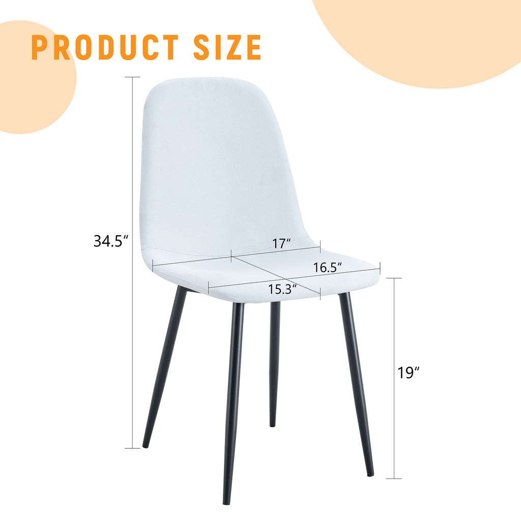 Luxury Simple Chair Black Linen Dining Chair  (Set of 4)