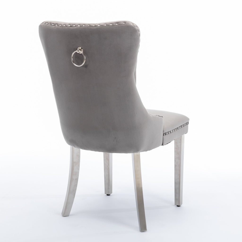 Modern High-end Tufted Solid Wood Velvet Dining Chairs (Set of 2)