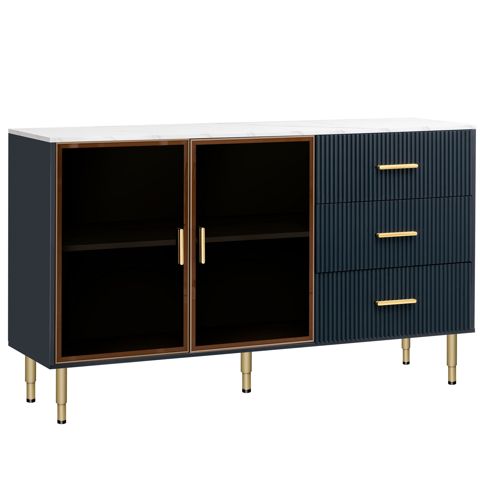 Modern Sideboard MDF Buffet Cabinet with Marble Sticker Tabletop