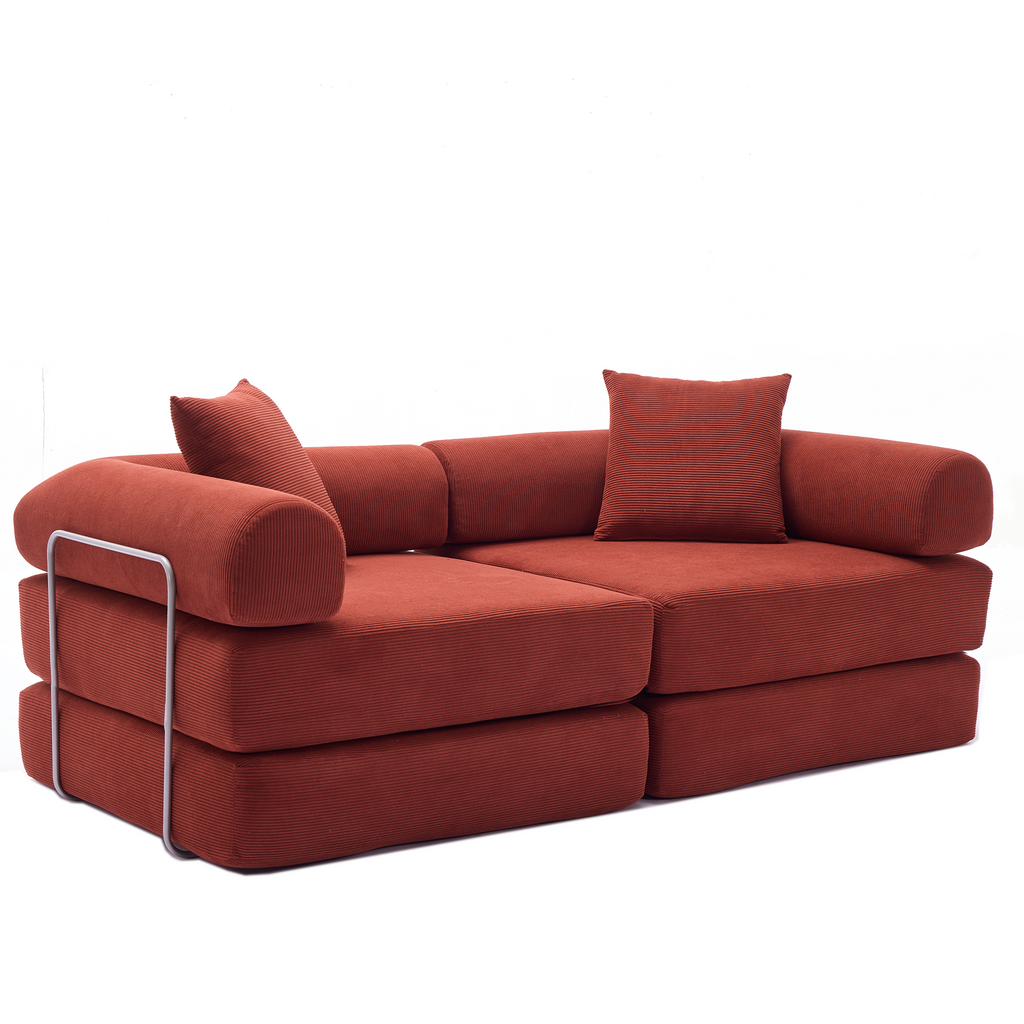2 Seat Convertible Couch Folding Mattress Couch Sofa Bed