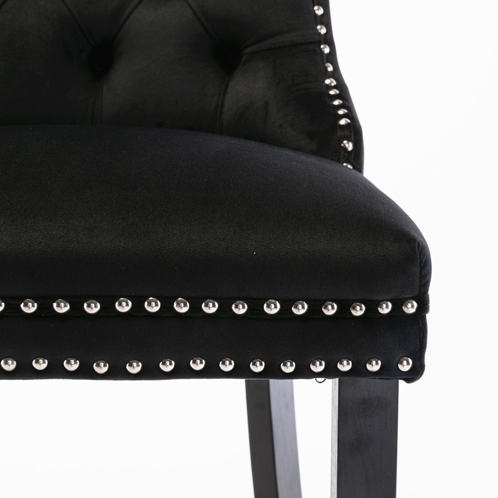Contemporary Velvet Upholstered Barstools with Button Tufted Decoration (Set of 2)