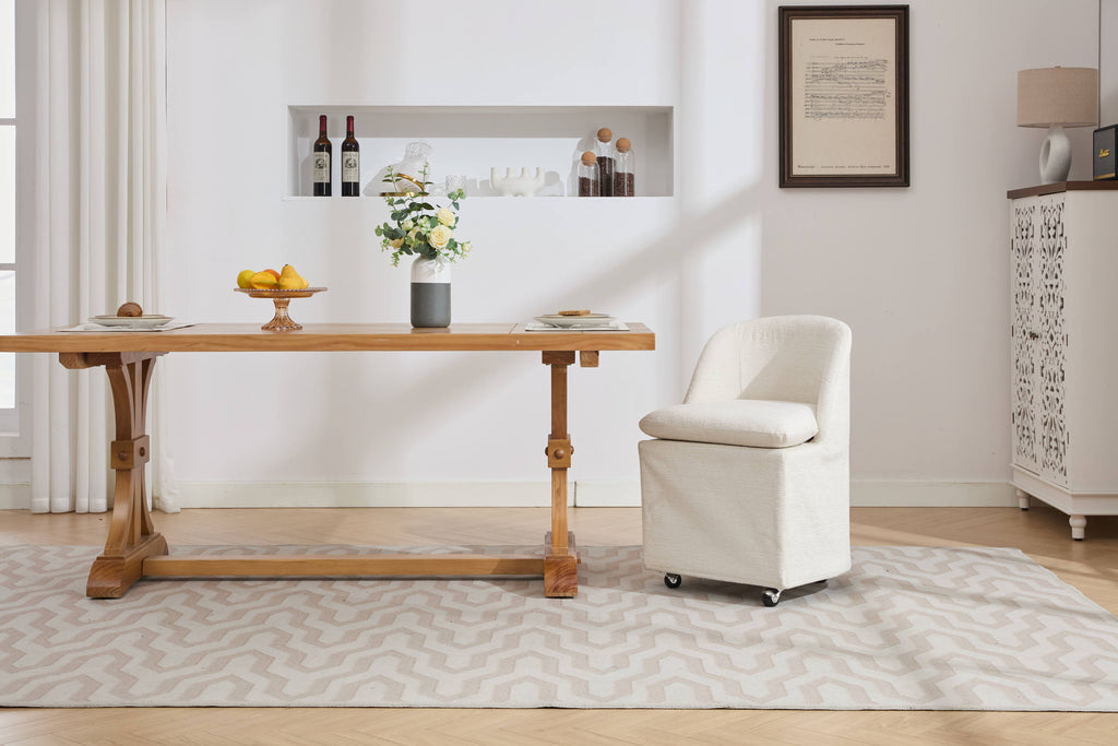 Chenille Fabric Dining Chairs with Universal Wheels