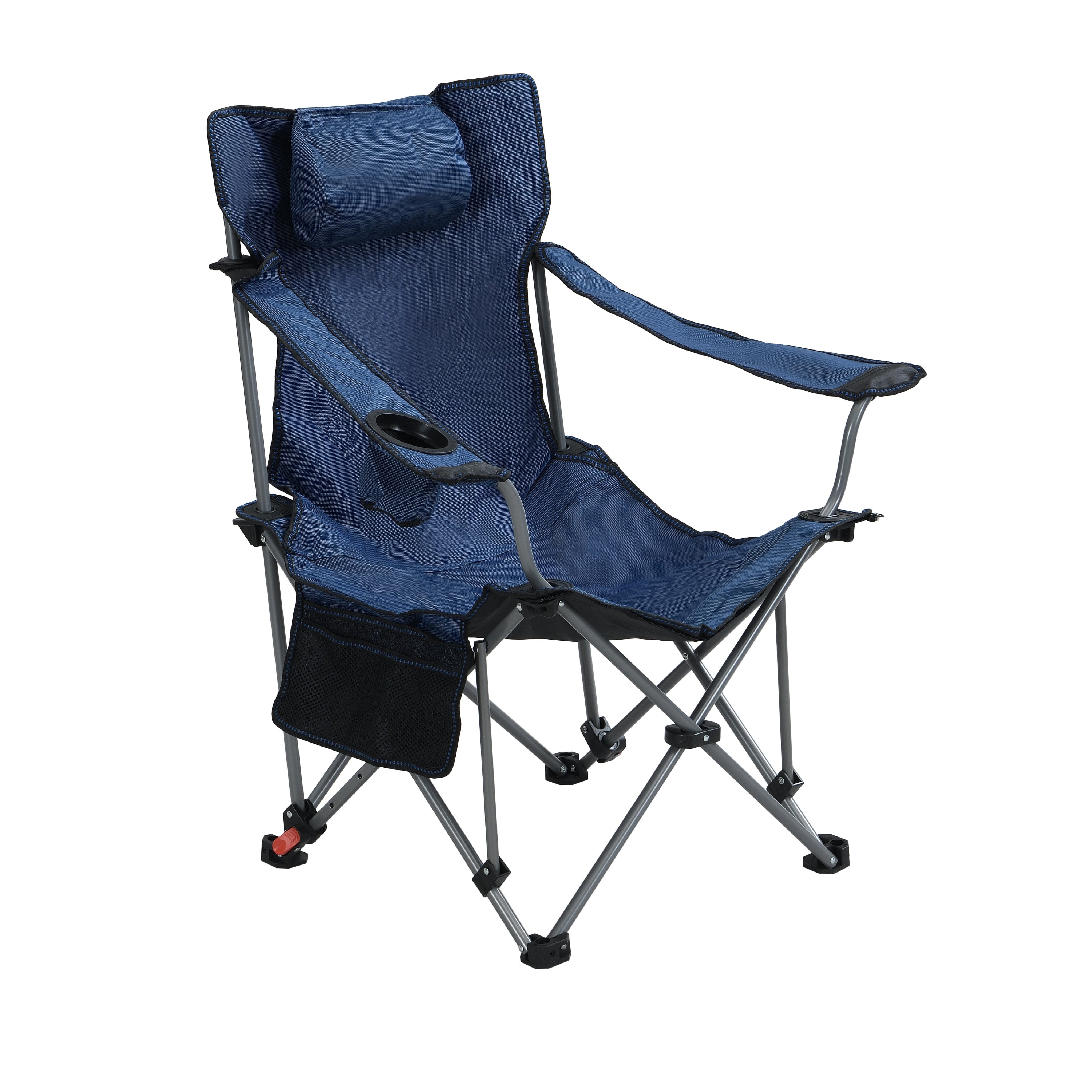 Outdoor Camping Chair Folding Reclining with Side Pockets and Cup Holder