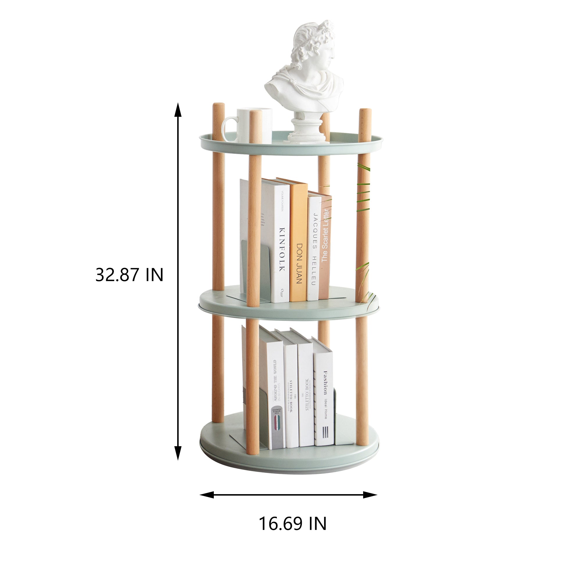 Multifunctional 360° Rotating Bookshelf with 3-Tier