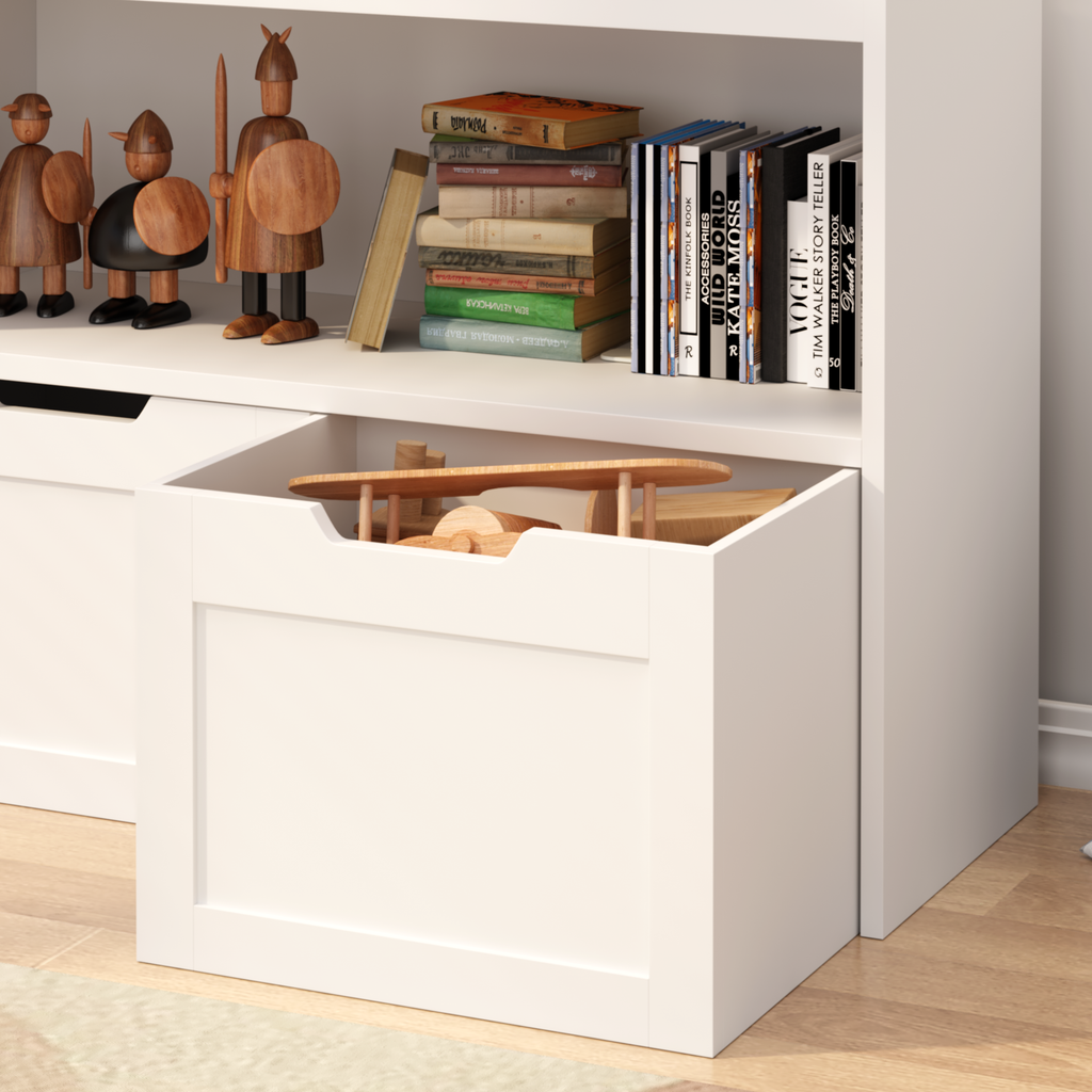 Toy Storage Cabinet  with Large Drawers and Open Shelves
