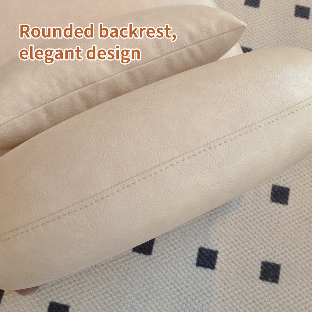 Armless Leather Accent Chair with Solid Wood Legs