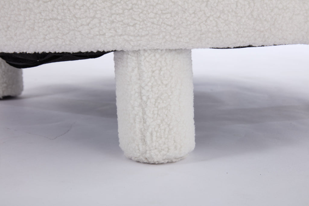 Fur/Teddy Fabric Armless Accent Chair with Curved Backrest