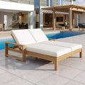 Double chaise lounge 5 position adjustable backs cushioned ideal for patio poolside relaxation