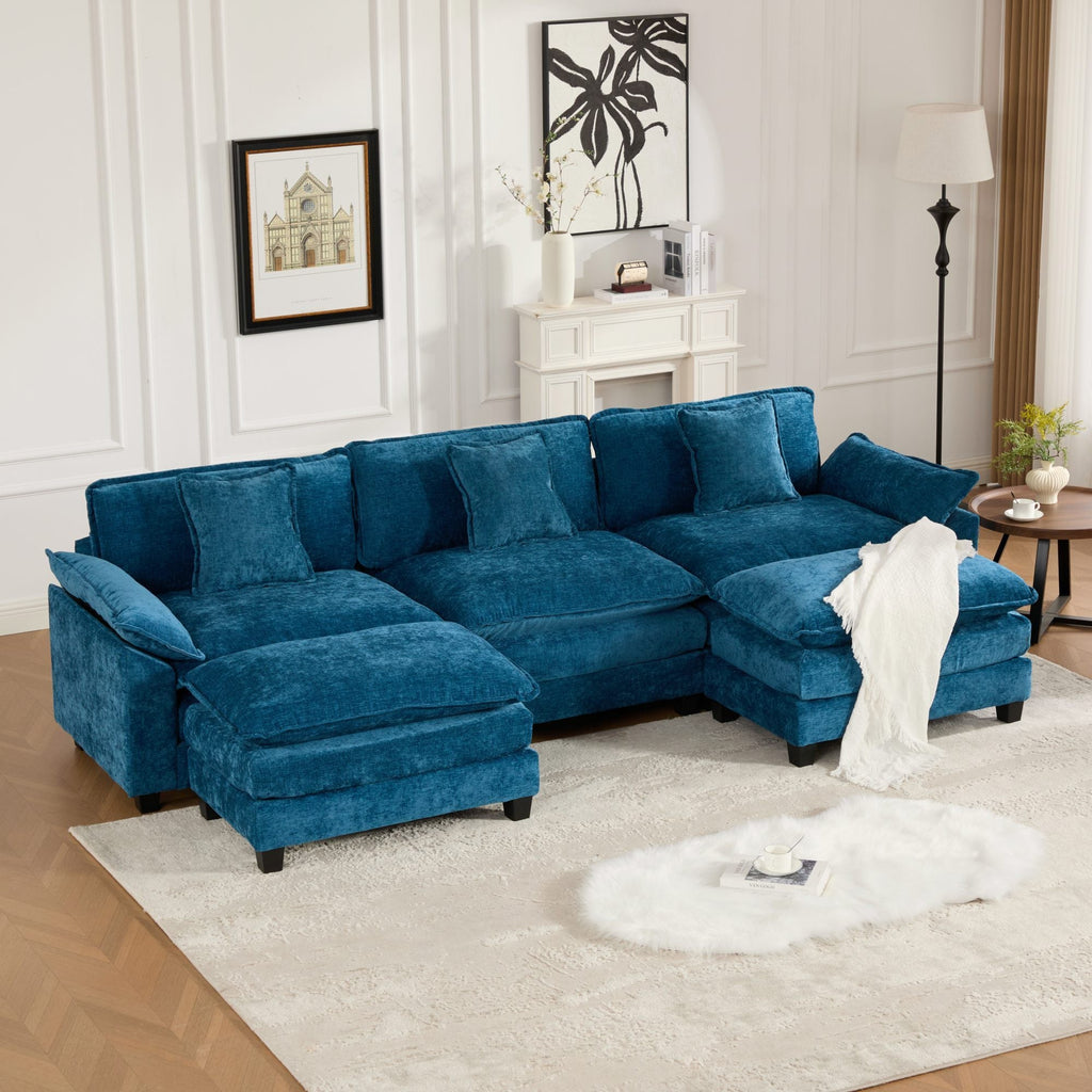 Modern Comfy Upholstered Seat Cushion Sectional Couch (Ottoman is Not Included)