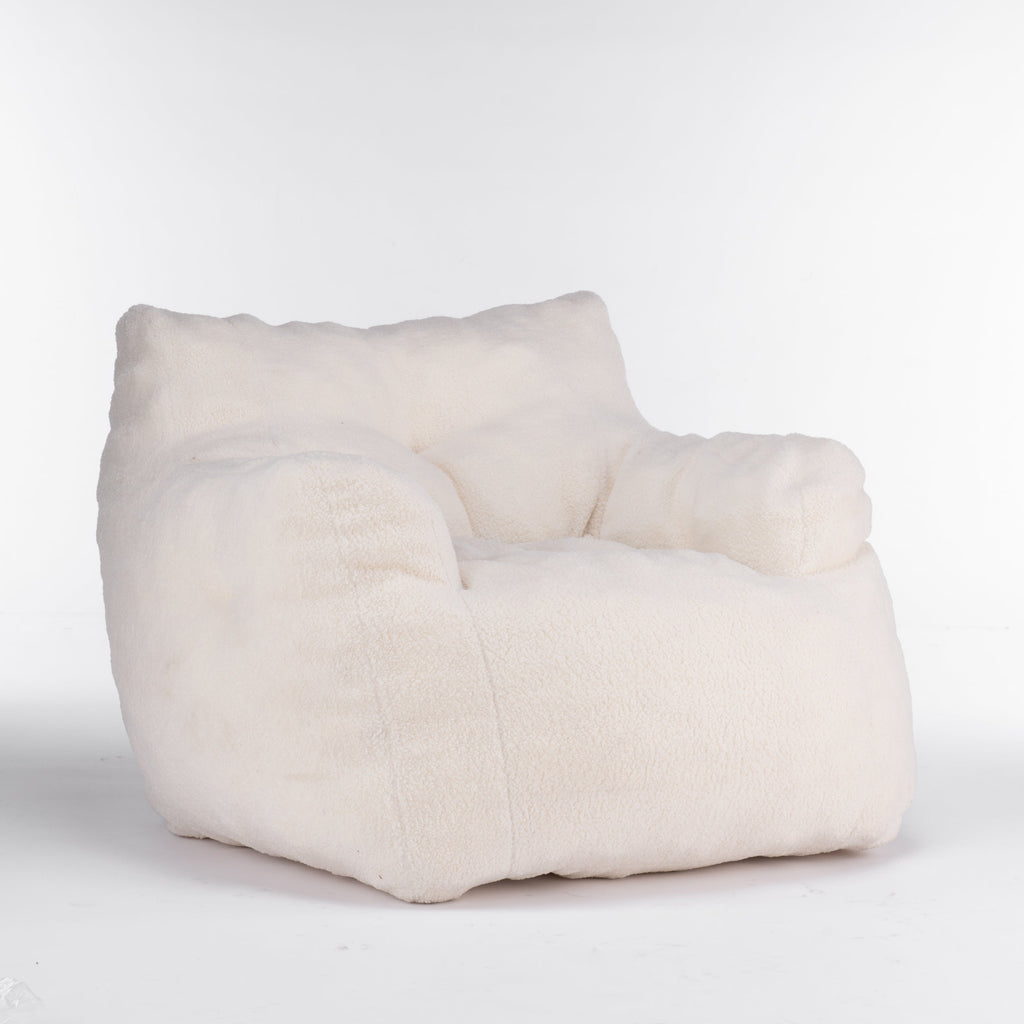 Teddy Fabric Tufted Foam Bean Bag Chair with Memory Sponge