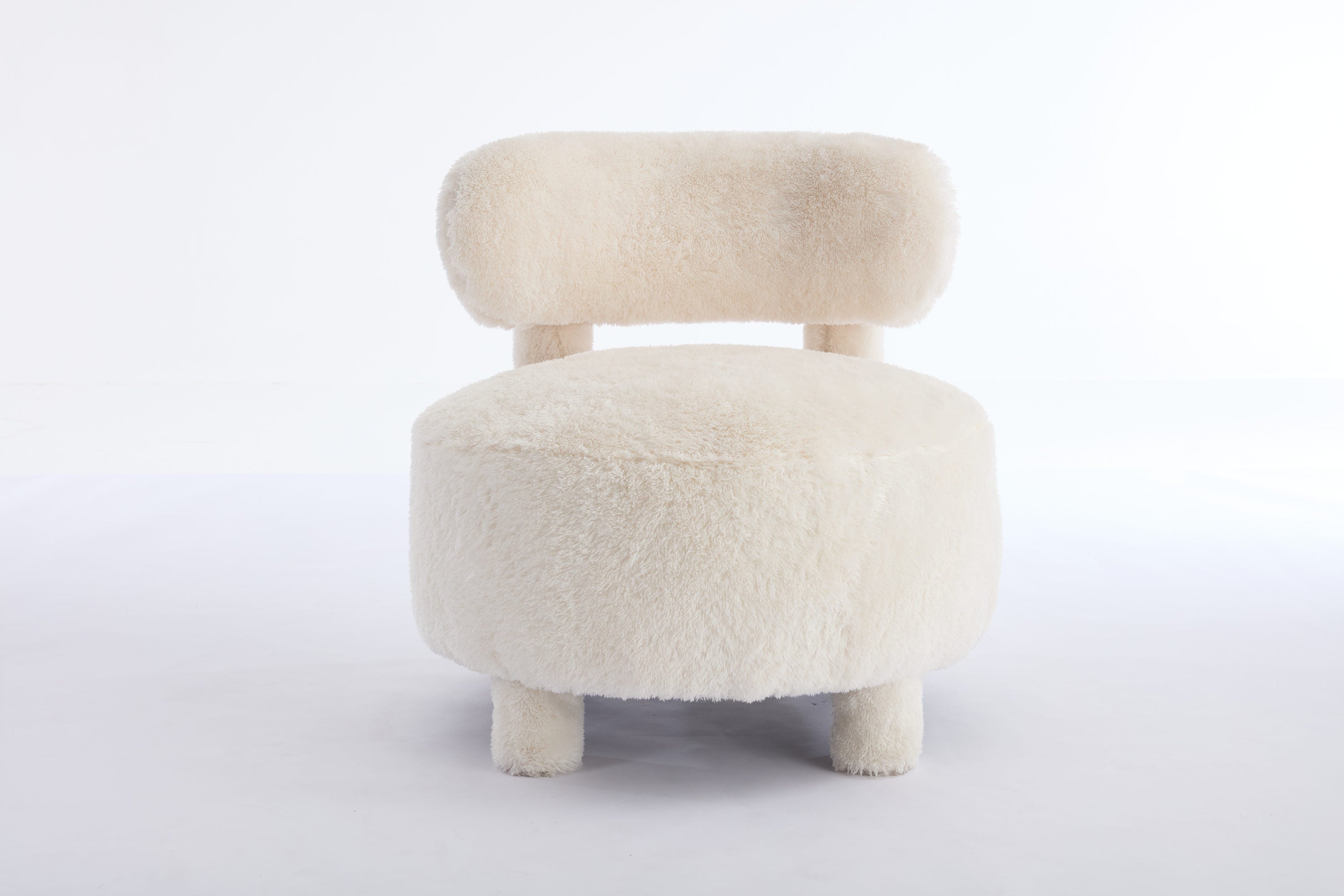 Fur/Teddy Fabric Armless Accent Chair with Curved Backrest