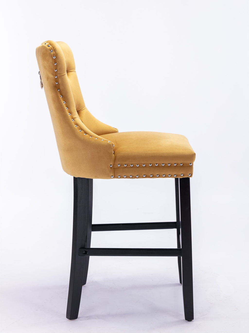 Contemporary Velvet Upholstered Barstools with Button Tufted Decoration (Set of 2)