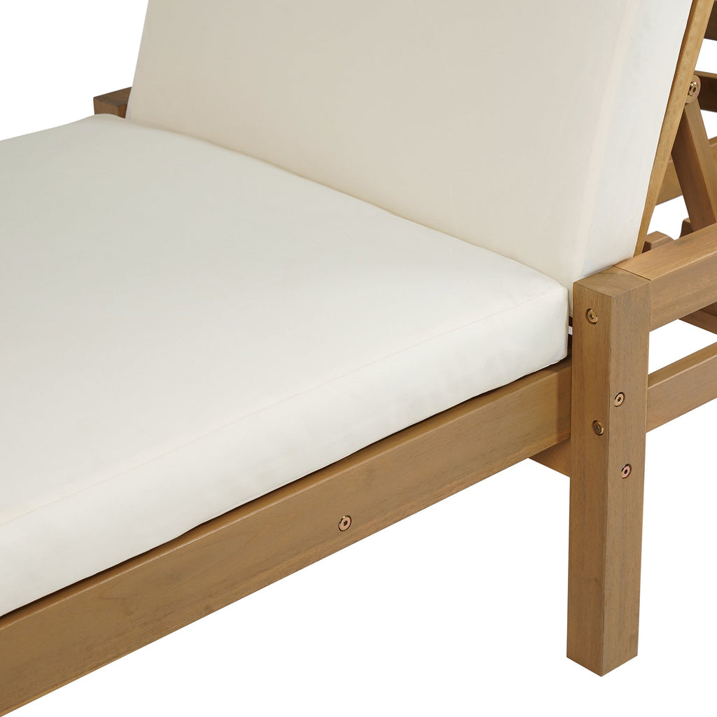 Acacia Wood Chaise Lounge Chairs 5-Position Adjustable Backrest for Patio Poolside