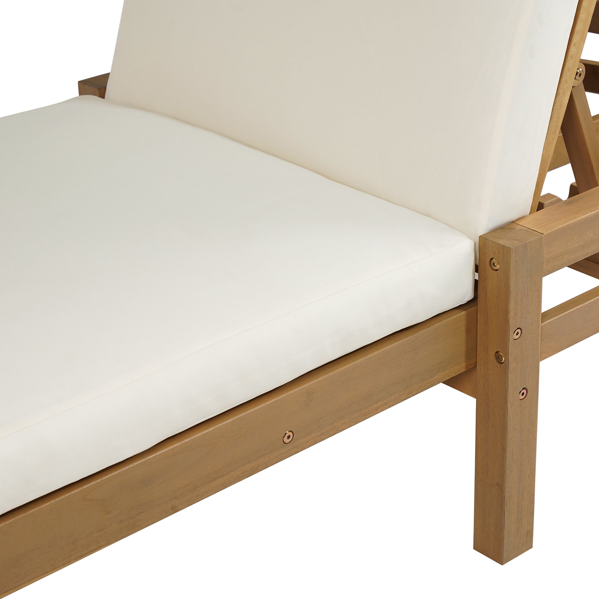Acacia Wood Chaise Lounge Chairs 5-Position Adjustable Backrest for Patio Poolside