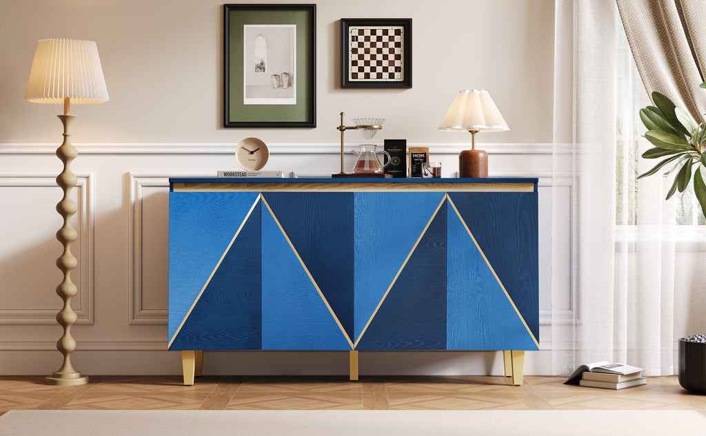60' Retro Sideboard Cabinet with Adjustable Shelves