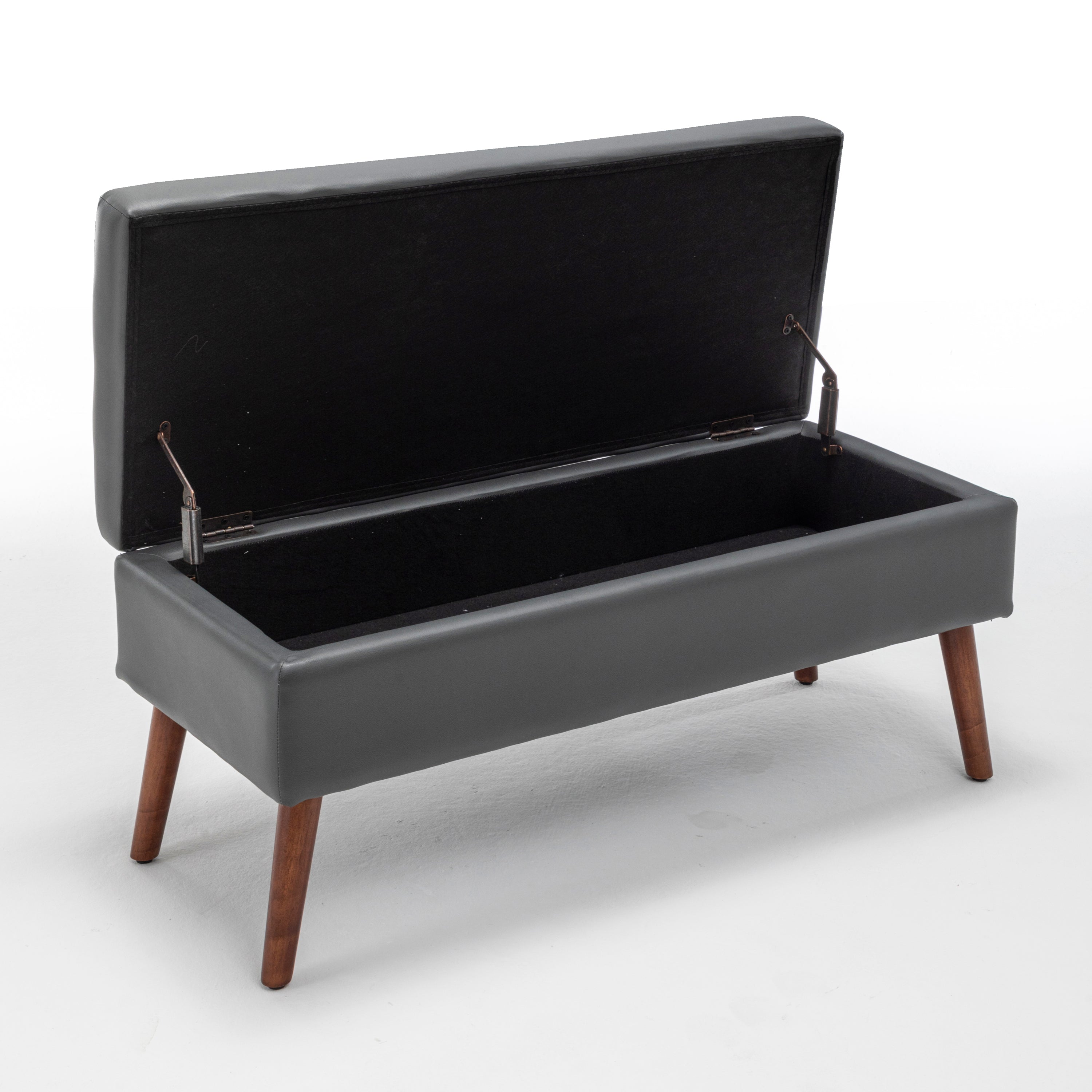 Brown PU Leather Storage Bench