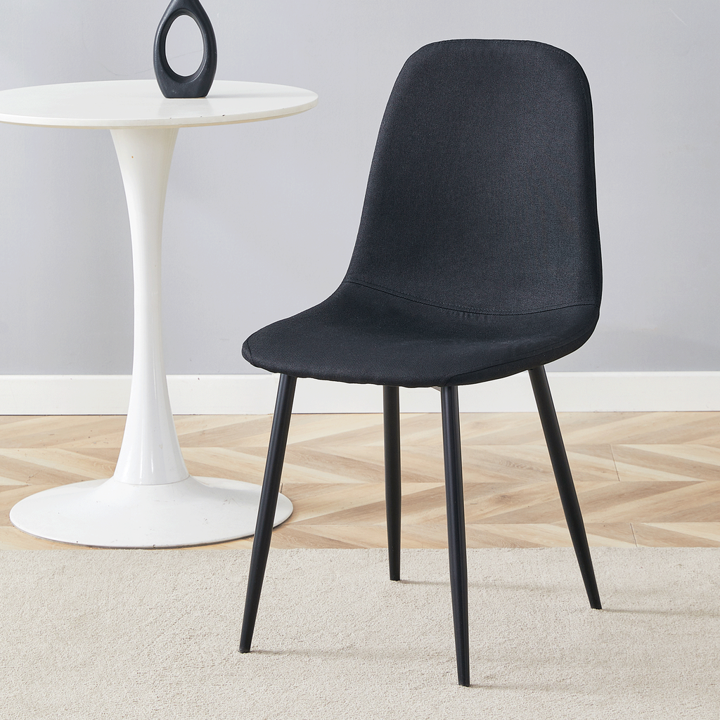 Luxury Simple Chair Black Linen Dining Chair  (Set of 4)