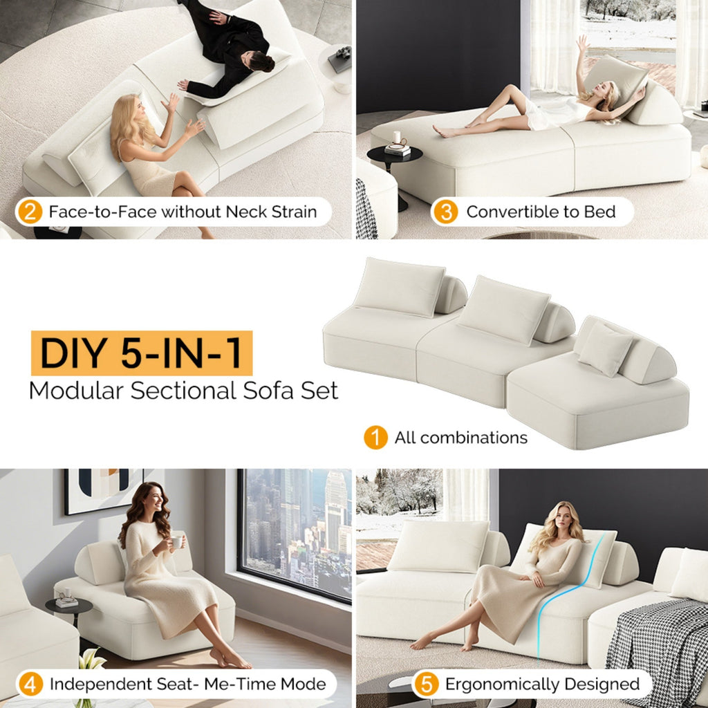 Modern Light Luxury Oversized Modular Sectional Sofa Set