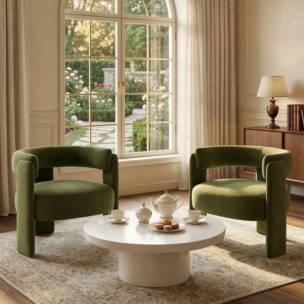 Mid-Century Velvet Comfy Single Sofa Accent Chair