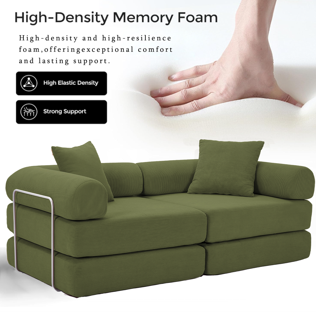 2 Seat Convertible Couch Folding Mattress Couch Sofa Bed
