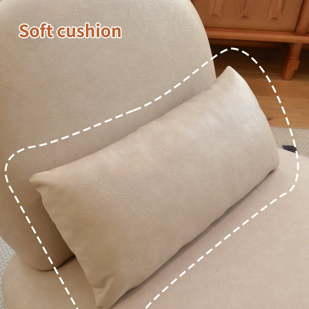 Armless Leather Accent Chair with Solid Wood Legs