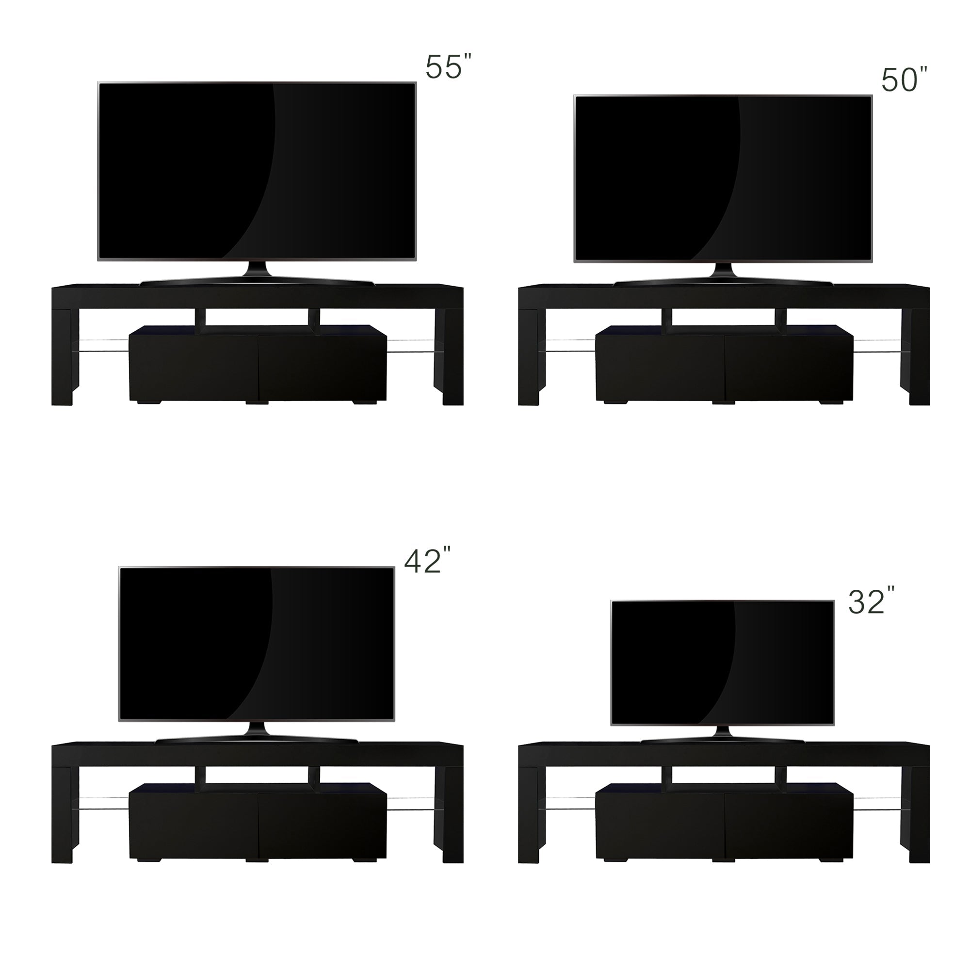 Modern Remote Control 20 Colors LED Lights TV Stand
