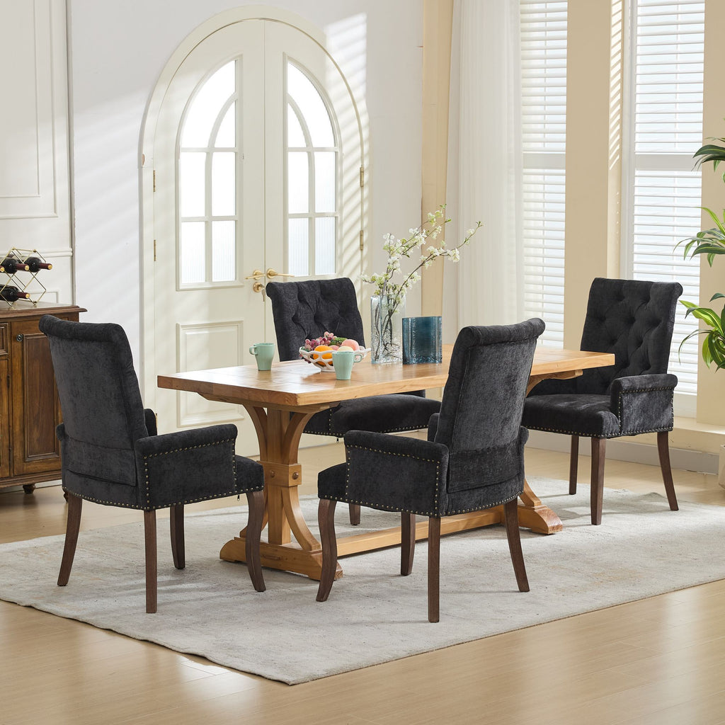 Elegant Upholstered Chenille Fabric Accent Dining Chair
