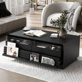 Modern 47.2' Wood Coffee Table with Fluted Style