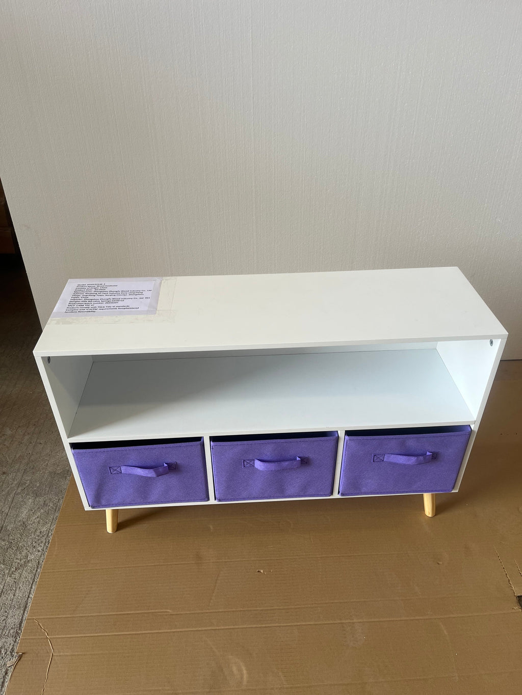 Children's Book Display Kids Bookcase with 3 Fabric Bins