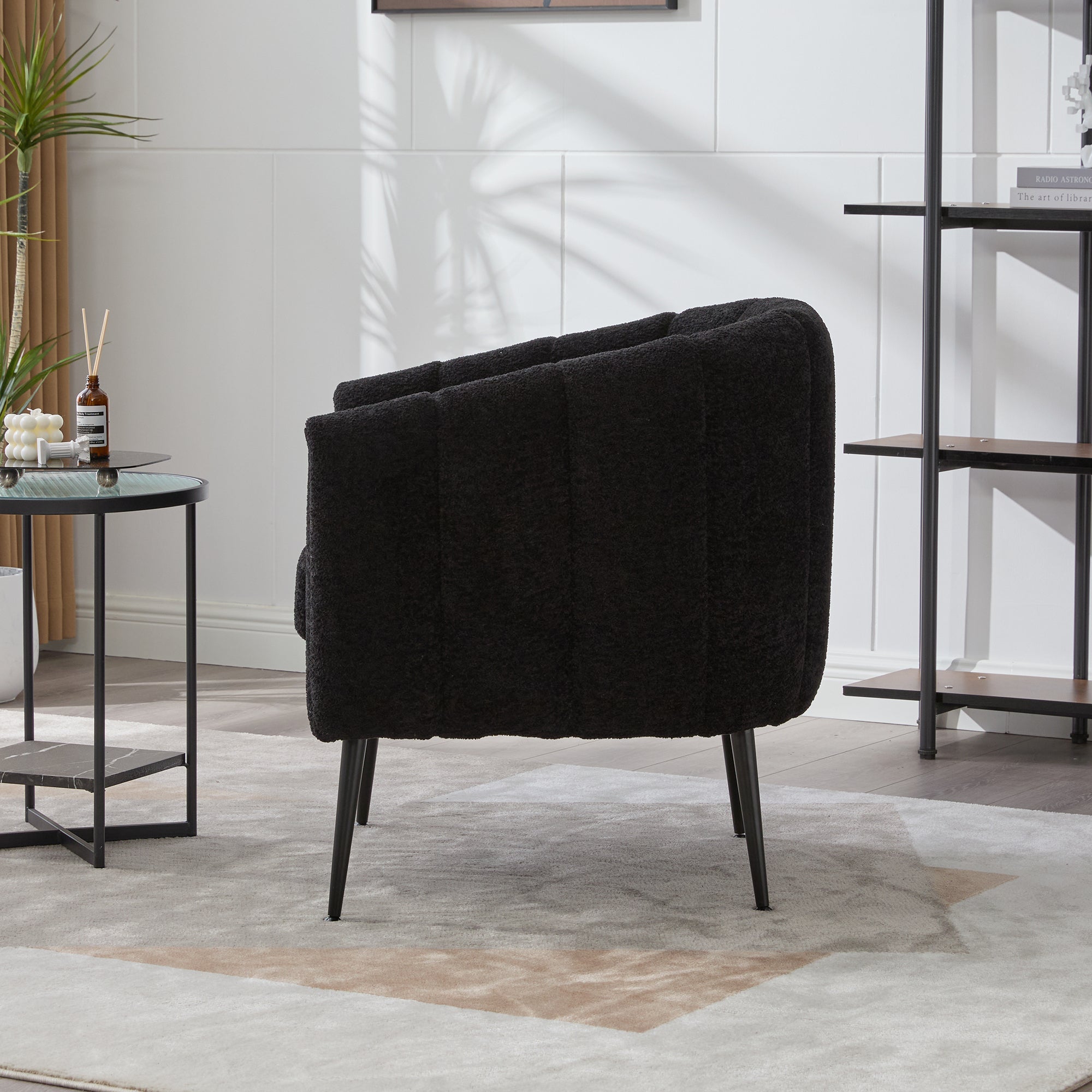 Modern Upholstered Chenille Vanity Barrel Accent Chair