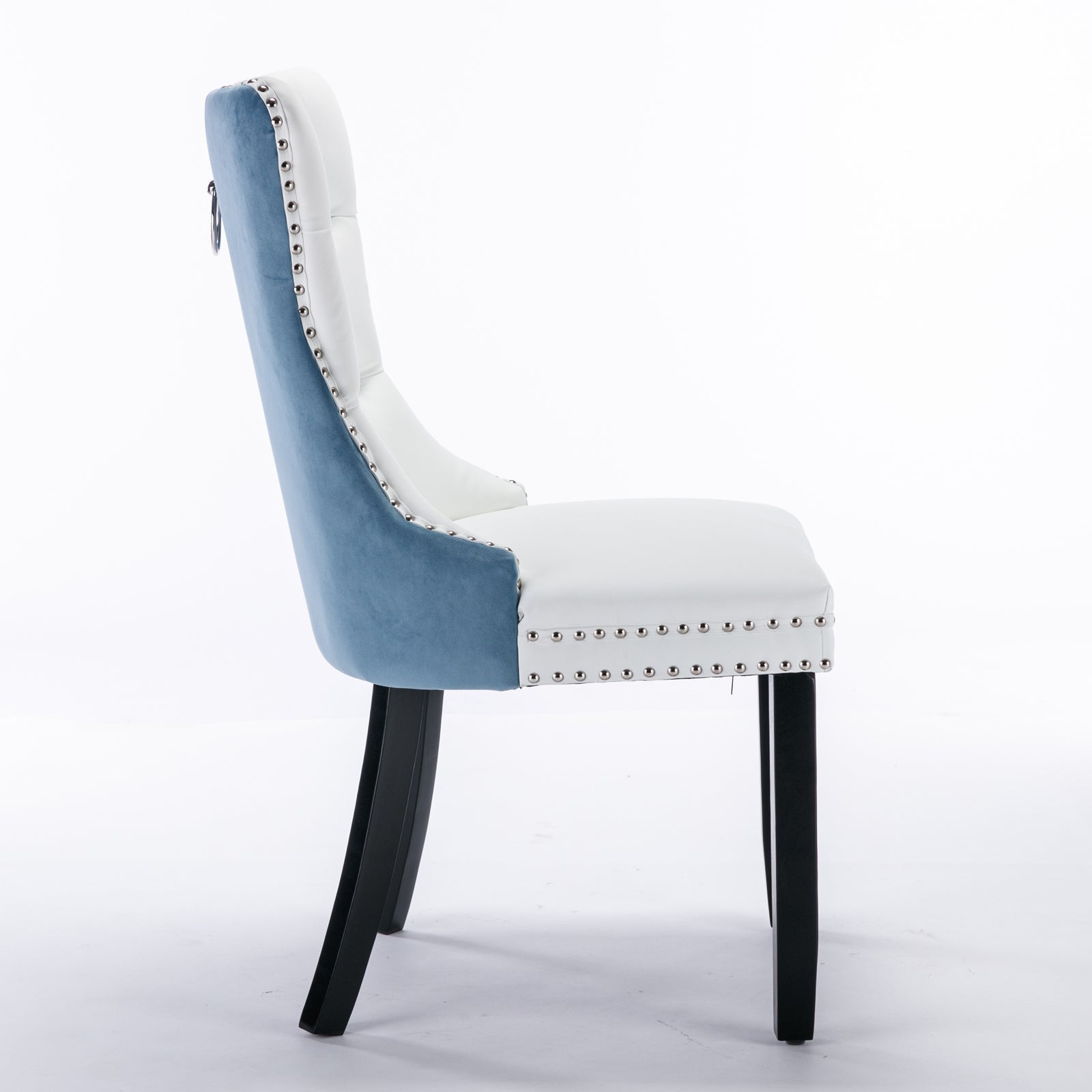Tufted Solid Wood PU Upholstered Dining Chair with Wood Legs (Set of 2)