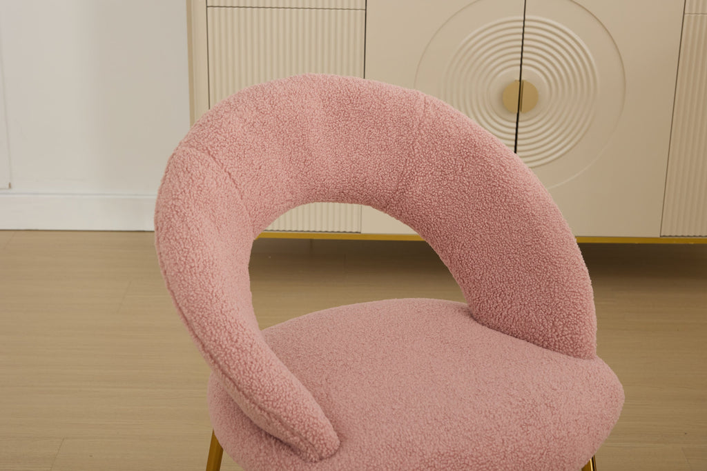 Velvet/Teddy Fabric Dining Chairs with Curved Backrest