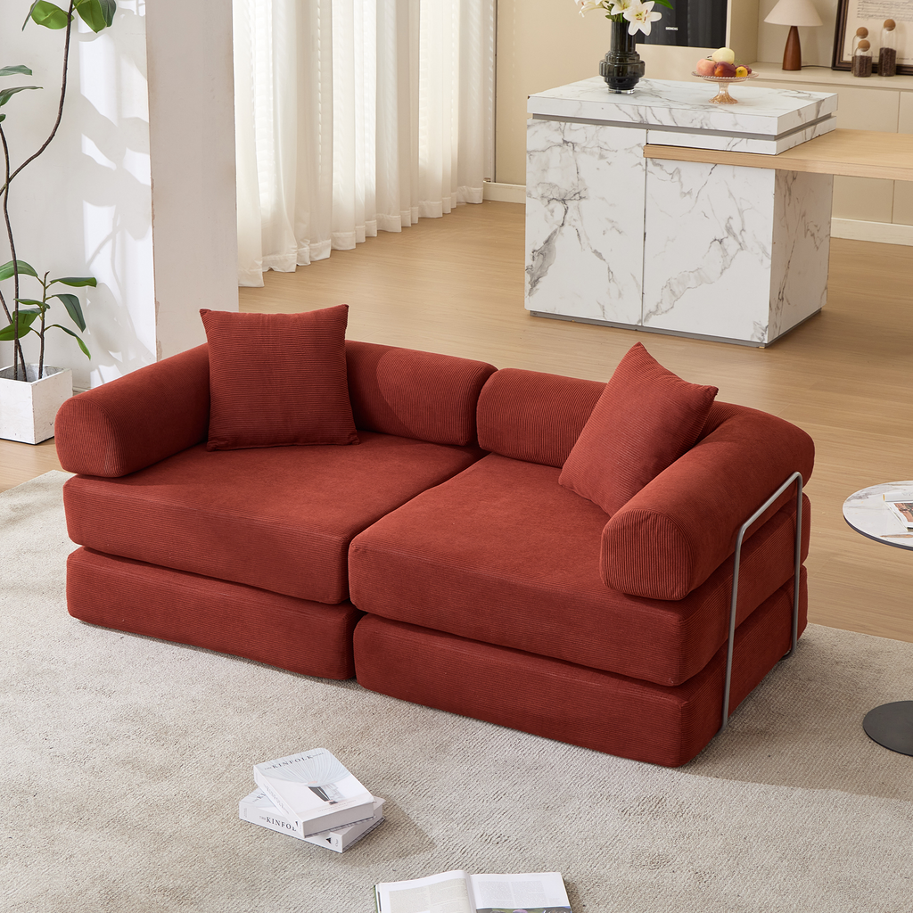 2 Seat Convertible Couch Folding Mattress Couch Sofa Bed
