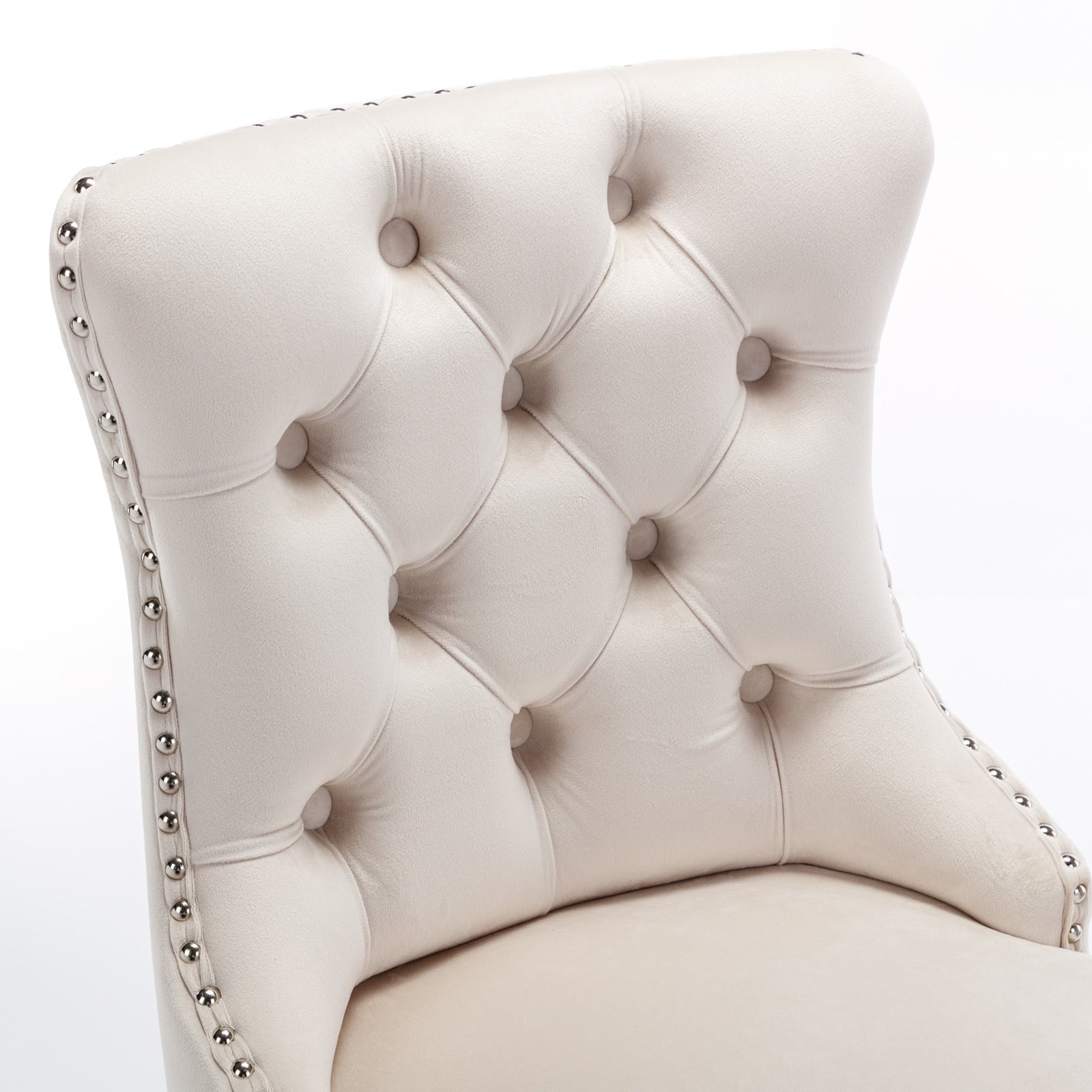 Luxury Elegant Nailhead Trim Tufted Velvet Bar Stools (Set of 2)