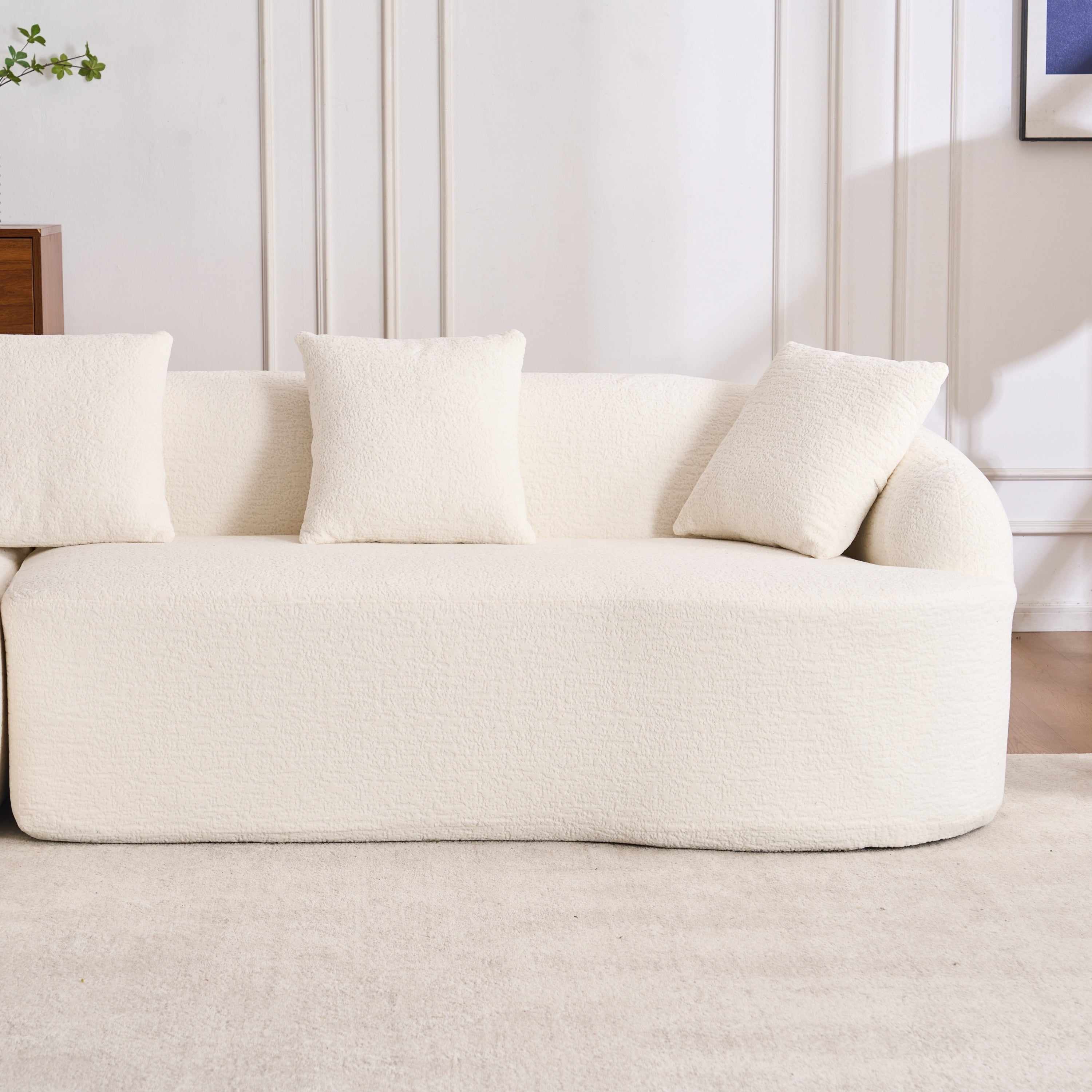 Boneless L-Shape Sectional Sofa with Curved Chaise