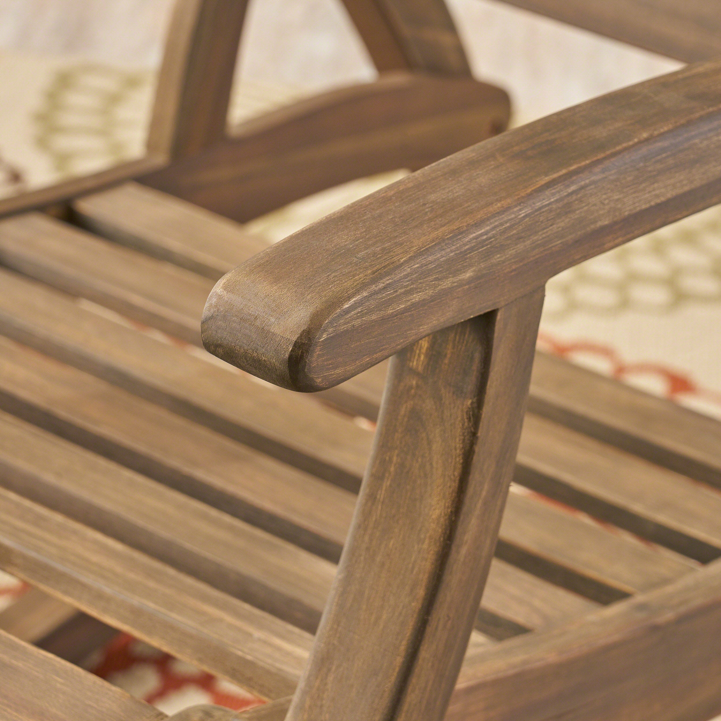Outdoor Acacia Wood Rocking Chair with Retractable Foot Panel
