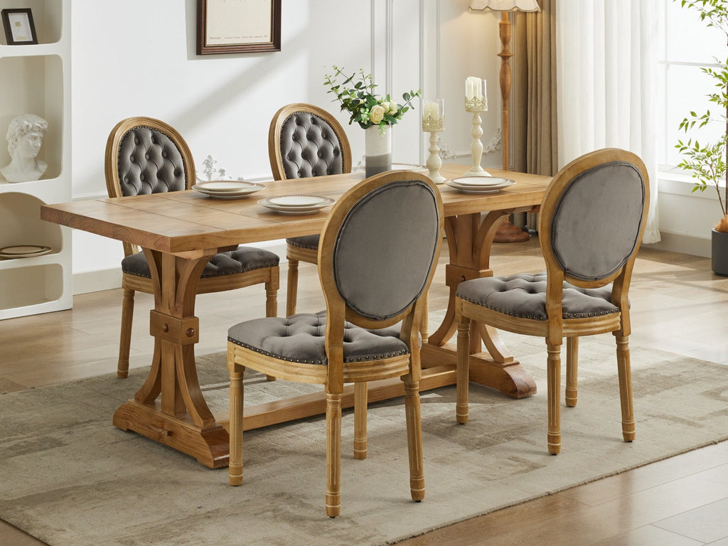 French Style Antique Painting PU Dining Chairs (Set of 2)