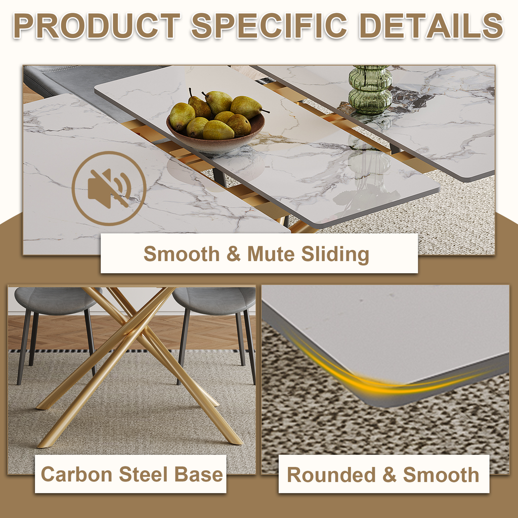 59-inch Modern rectangle Expandable Dining Table