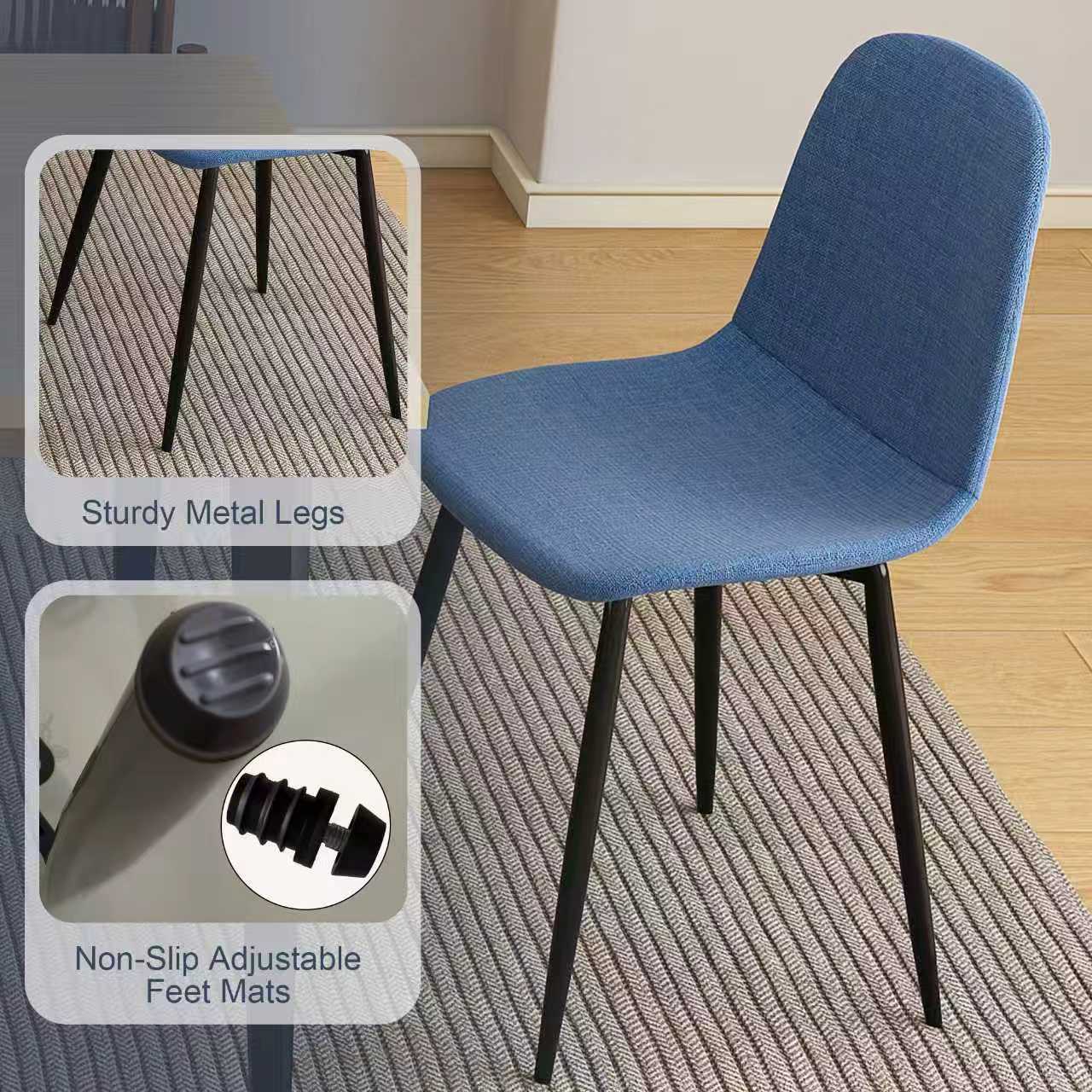 Modern Knit Fabric Dining Chairs with Iron Legs (Set of 4)