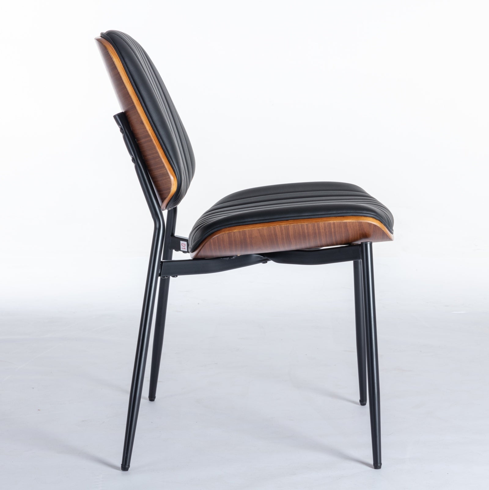 Mid Century Modern Retro Faux Leather Dining Chairs with Walnut Bentwood (Set of 2)