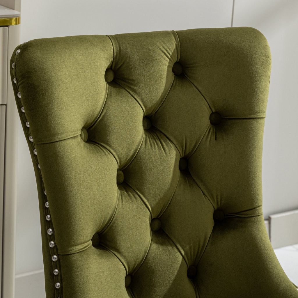 Modern High-end Tufted Solid Wood Velvet Dining Chairs (Set of 2)