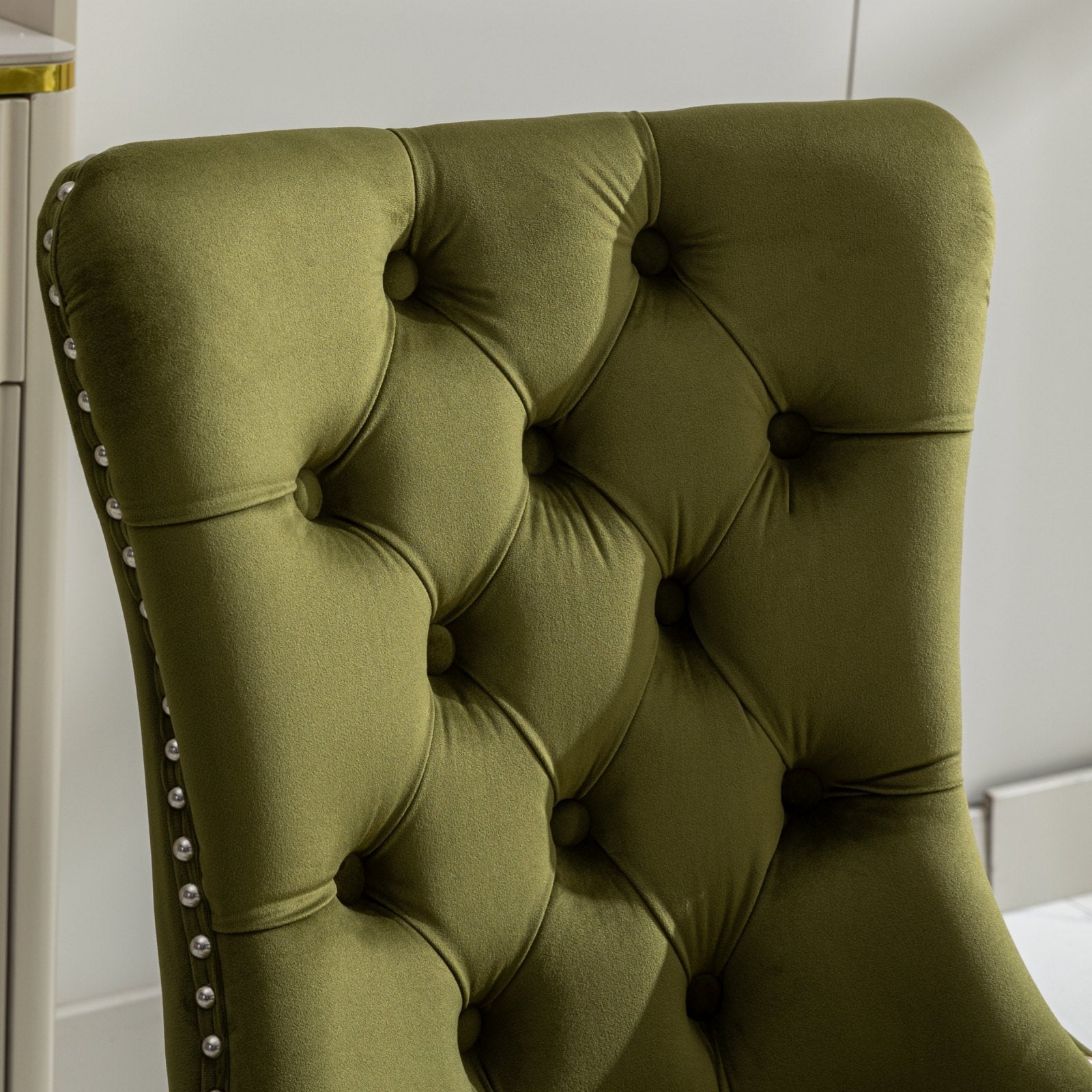 Modern High-end Tufted Solid Wood Velvet Dining Chairs (Set of 2)