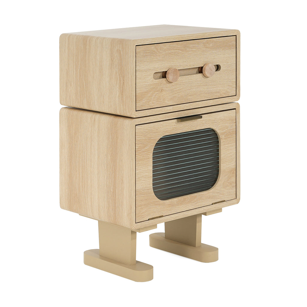 Rotating Robot Side Table with Storage